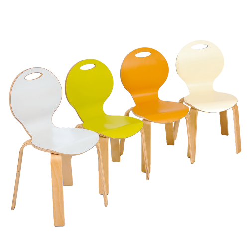 Stuhl PEARL mit farbiger Sitzschale Gestell aus Buche-Schichtholz, Buche-Sperrholz-Sitzschale mit orange-farbiger HPL-Nutzschicht, Sitzhöhe 46 cm