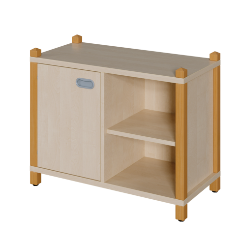Stollen-Schrank mit einseitiger Tür und 2 offenen Fächern B/H/T: 82x60x40 cm, Tür links, Regal rechts, 2 Einlegeböden