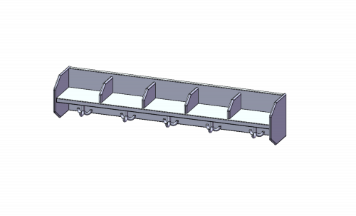 Garderobenablage mit Fachtrennern und Haken B/H/T: 100x20x18 cm, oben 5 offene Fächer mit Fachtrennern, darunter 5 Dreifach-Kleiderhaken