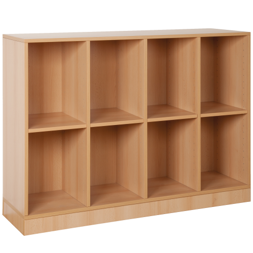Offenes Regal mit 8 Fächern & Mittelwänden B/H/T 130 x 98 x 40cm, Dekor wählbar,  auf Rollen