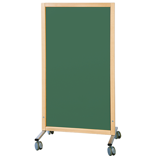Trennwand fahrbar, mit Emaille-Flächen B/H/T: 74x137x50 cm, vorn/hinten Emaille grün, Stahlgestell mit RAL-Farbe 9006 (weißaluminium)