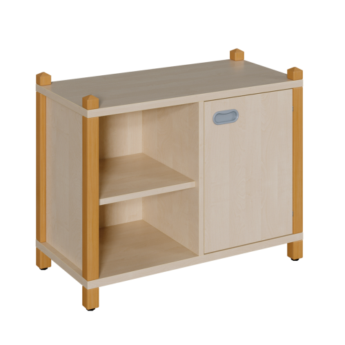 Stollen-Schrank mit einseitiger Tür und 2 offenen Fächern B/H/T: 82x60x40 cm, Tür rechts, Regal links, 2 Einlegeböden