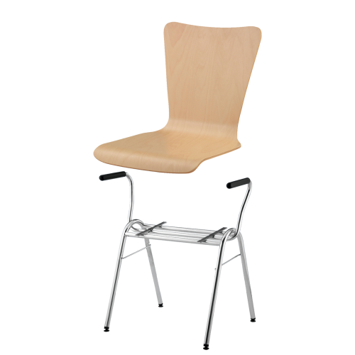 Stapelstuhl mit Schale "Madrid" und Chromgestell Sitzhöhe: 46 cm, Sitzschale Madrid mit Gestell "Dallas" mit Armlehnen, verchromt