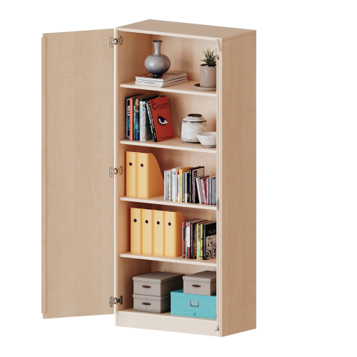 Schrank, 5 Ordnerhöhen - Serie evo180 B/H/T: 100x190x60 cm, 2 Türen, abschließbar, mit Sockel (81 mm)