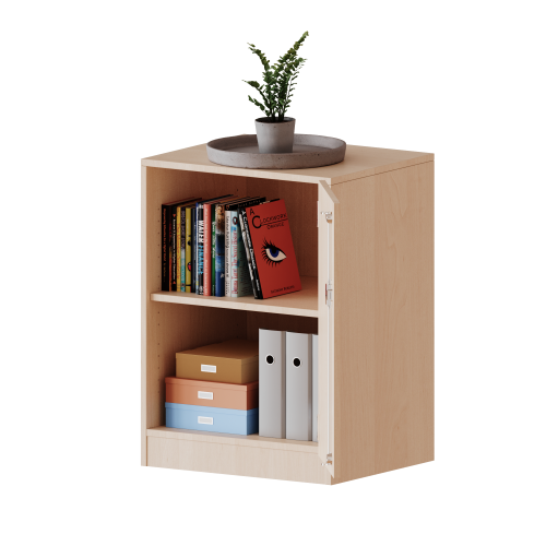 Schrank, 2 Ordnerhöhen - Serie evo180 B/H/T: 60x82x60 cm, 1 Tür, abschließbar, Tür öffnet nach rechts, mit Sockel (81 mm)
