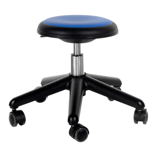 Genito Hocker mit Gaslift Höhenverstellung Sitzhöhe: 38-48 cm, mit Rollen, Kunstleder blau