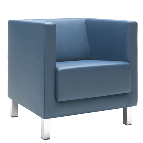 SIT!Box - 1er Sessel mit Armlehne, 4-Fuß Gestell in weißalu, Bezugsstoff Kunstleder, Breite 70 cm Höhe 71 cm Tiefe 68 cm