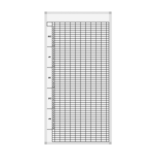 Klassenplantafel erweiterbar mit Whiteboardoberfläche Stundenplantafel 3-teilig für 30 Klassen mit 10 Tagesstunden, 142x103 cm