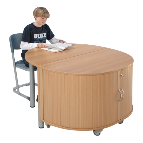 Halbrundtisch B/H/T: 140x70x70 cm,  fahrbar