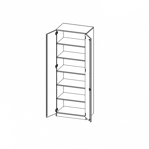 Schrank, 6 Ordnerhöhen - Serie evo180 B/H/T: 80x226x60 cm, 2 Türen, abschließbar, mit Sockel (81 mm)