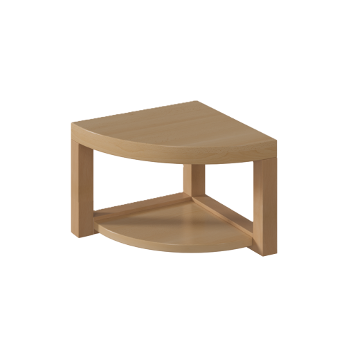 Garderobenbank-Außenecke B/H/T: 35x26x35 cm, gerundete Bankplatte, Gestell in Buche-massiv, mit Schuhablage, links angestellt