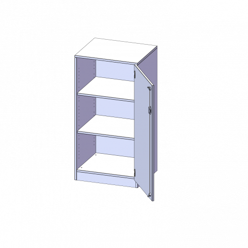 Schrank, 3 Ordnerhöhen - Serie evo180 B/H/T: 60x118x50 cm, 1 Tür, abschließbar, Tür öffnet nach rechts, mit Sockel (81 mm)
