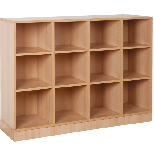 Offenes Regal mit 12 Fächern & Mittelwänden B/H/T 130 x 98 x 40cm, Dekor wählbar, auf Standfuß