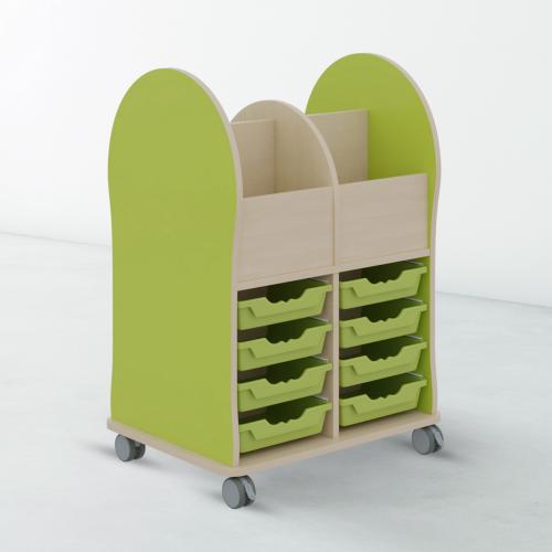 Leseratte Maxi, 4 Fächer und 8 Schübe Mit 8 Ergotray Boxen C1 in Multicolor A