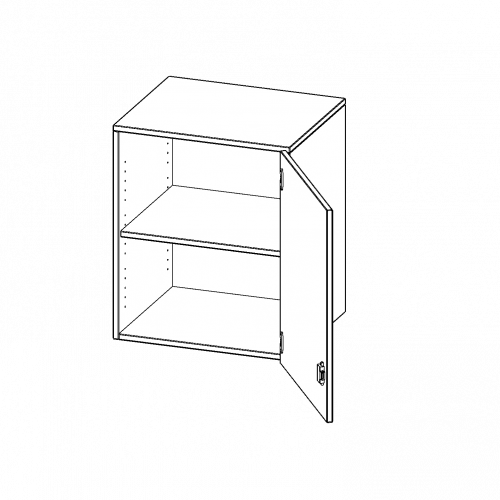 Aufsatzschrank, 2 Ordnerhöhen - Serie evo180 B/H/T: 60x72x50 cm, 1 Tür, abschließbar, Tür öffnet nach rechts