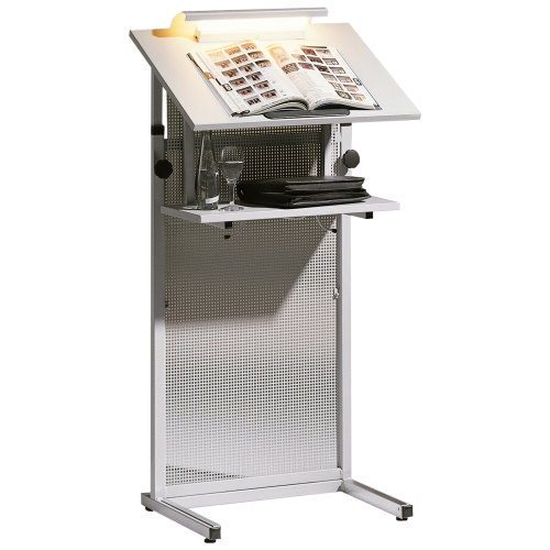 Rednerpult mit Lochblech Frontblende der Serie RP 7 B/H/T: 60x106-128x45 cm, feststehend