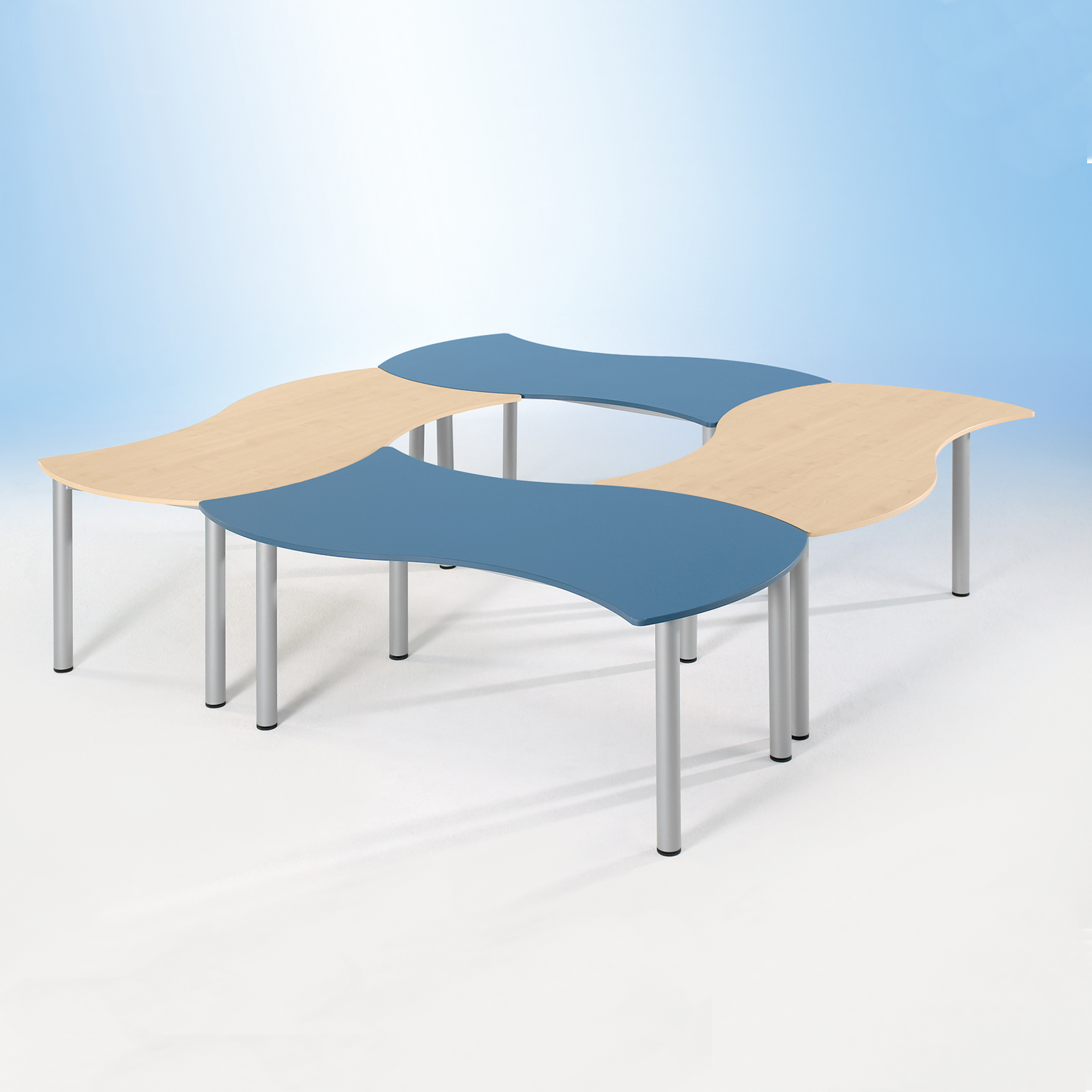 Wellen-Rechtecktisch SoooRounD Basic I, mit Melaminplatte B/T: 160x80x72 cm, feststehend
