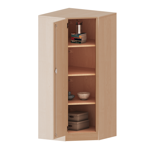Innenecke als Schrank, 4 Ordnerhöhen - Serie evo180 B/H/T: 70x154x70 cm, Für 40 cm tiefe Schrankwände, Tür öffnet links, mit Sockel (81 mm)