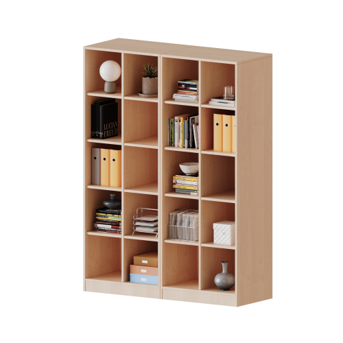 Regal, vierreihig, 5 Ordnerhöhen - evo180 Serie B/H/T: 140,6x190x40 cm, mit Sockel (81 mm), zweiteilig und Mittelwand, ohne Boxen, 16 Einlegeböden