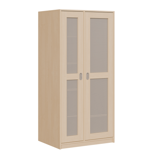 Liegepolsterschrank für 130-150 cm lange Polster, mit Fächern B/H/T: 90x190x67 cm, 2türig für bis zu 5 Matratzen, Bettwäschefächer, Korpus mit Lochblechtüren