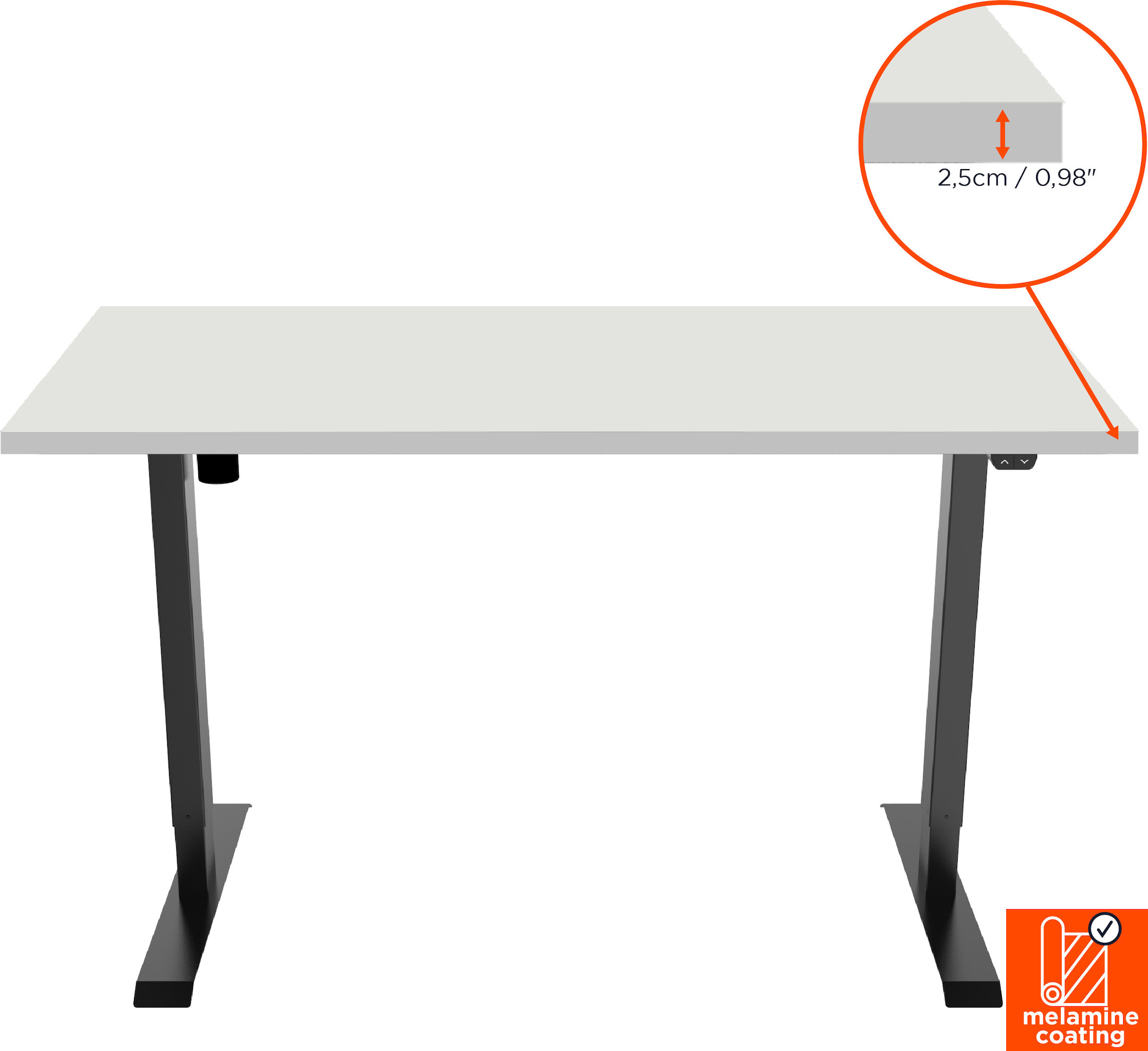 celexon elektrisch höhenverstellbarer Schreibtisch Economy eAdjust-71121 - schwarz, inkl. Tischplatte 125 x 75 cm