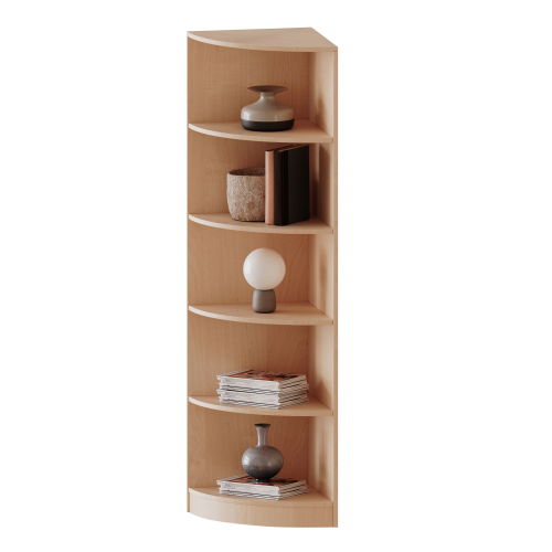Außeneckregal, 5 Ordnerhöhen - Serie evo180 B/H/T: 60x190x60 cm, Viertelkreis, Erweiterung rechts, mit Sockel (81 mm)
