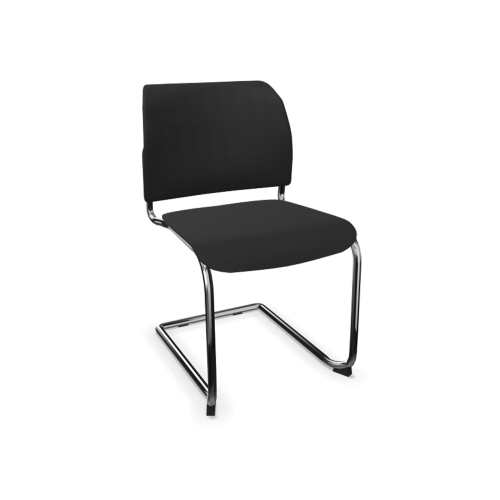 Stuhl ANABELLE mit Netzrücken B/H/T: 47x85x55 cm, Kufengestell, ohne Armlehne, Gestellfarbe chrom, Kunststoff schwarz