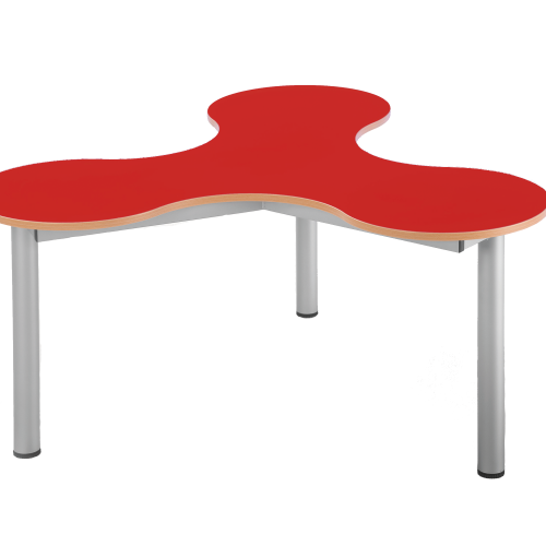 Kleeblatt Dreiertisch Schülertisch mit Melaminplatte, fahrbar Fahrbar, B/T 134 x 122 cm, Höhe 52 cm, Dekor Grün