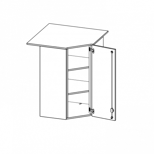 Innenecke Aufsatzschrank, 3 Ordnerhöhen - Serie evo180 B/H/T: 90x108x90 cm, Für 60 cm tiefe Schrankwände, Tür öffnet nach rechts