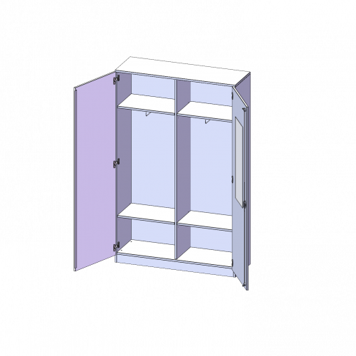 Garderobenschrank mit Spiegel und Garderobenstange, 5 Ordnerhöhen - Serie evo180 B/H/T: 120x190x40 cm, 2 Türen, abschließbar, mit Mittelwand, beide Seiten Garderobe, Sockel
