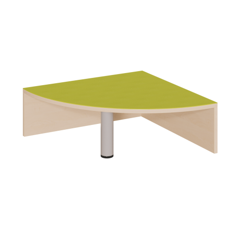 Viertelkreiseck-Podest R 70 cm mit Linoleum-Deckplatte B/H/T: 70x24x70 cm, Bogenbereich offen, mittig mit Stütze