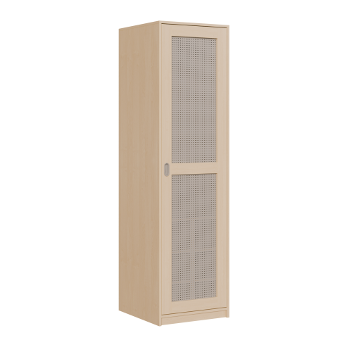 Liegepolsterschrank eintürig, 227 cm hoch, oben 6 Polster, unten Bettzeugfächer B/H/T: 62x227x67 cm, Tür rechts, für bis zu 6 Matratzen, Bettwäschefächer, Korpus mit Lochblechtür