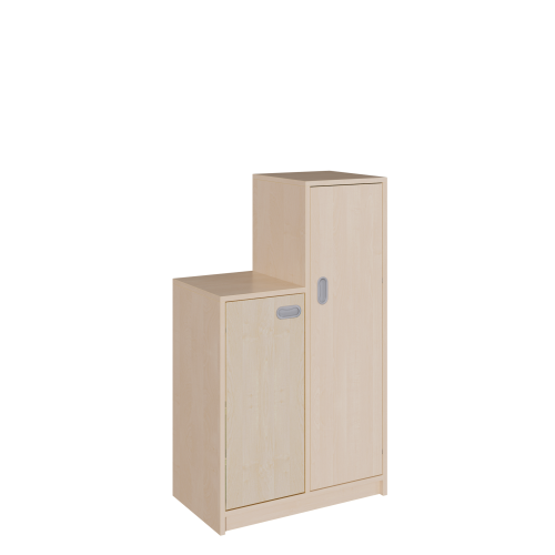 Korpus-Schrank "SideStep", beidseitig Türen B/H/T: 70,5x80/120x40 cm, mit stufenartiger Kontur, hohe Seite rechts