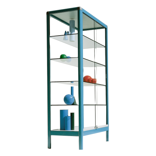 Aluminiumvitrine V15 mit 4 verstellbaren Dickglasböden B/H/T: 100x180x50 cm