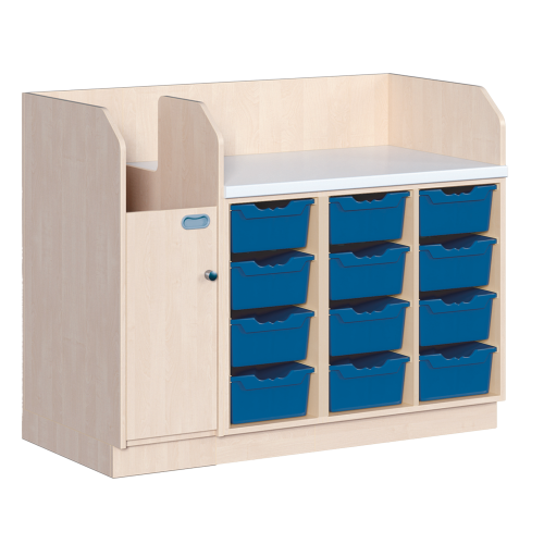 Wickelkommode, vierreihig B/H/T: 143x113x71,5 cm, Integrierter Aufgang links, 12 Boxen rechts