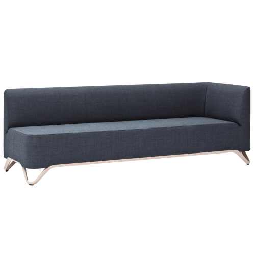 BOXIT 3er Designer Sofa mit Armlehne B/H/T: 205x74x75 cm, Sitzhöhe: 43 cm, Armlehne links, Gestell aus Aluminium weiß, Bezug Kunstleder