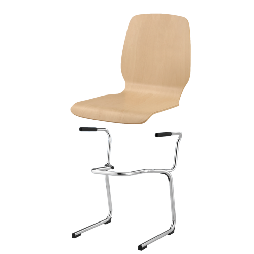 Stapelstuhl mit Schale "Mailand" und Chromgestell Sitzhöhe: 46 cm, Sitzschale Mailand mit Gestell "Detroit AL" mit Armlehnen, verchromt