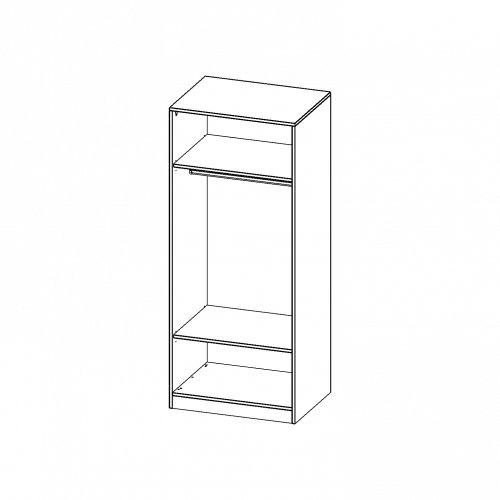 Garderobenregal,  5 Ordnerhöhen - Serie evo180 B/H/T: 80x190x60 cm, mit Garderobenstange, mit Sockel (81 mm)