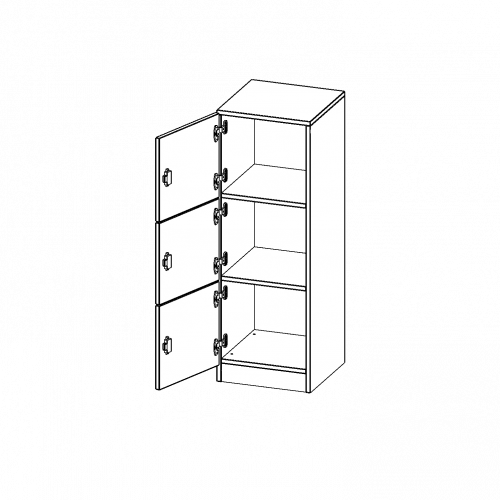 Schließfachschrank, 3 Ordnerhöhen - Serie evo180 B/H/T: 40,5x118x40 cm, 3 Schließfächer, Türen öffnen nach links, mit Sockel (81 mm)