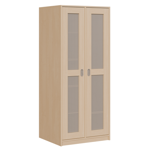 Liegepolsterschrank für 130-150 cm lange Polster, mit Fächern B/H/T: 80x190x67 cm, 2türig für bis zu 4 Matratzen, Bettwäschefächer, Korpus mit Lochblechtüren