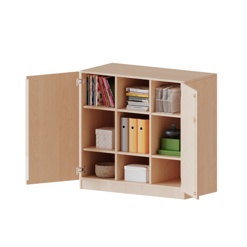 Schrank, dreireihig, 2 Ordnerhöhen - evo180 Serie B/H/T: 104,5x100x50 cm (2,5 Ordnerhöhen!), zweitürig, fahrbar, ohne Boxen