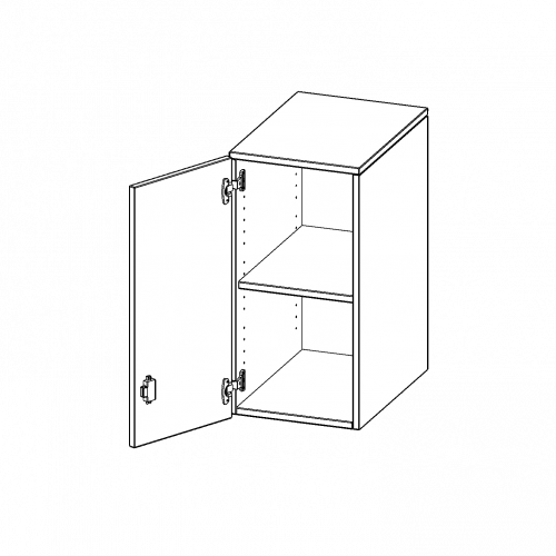 Aufsatzschrank für ErgoTray Serie, 2 Ordnerhöhen - Serie evo180 B/H/T: 36,1x72x40 cm, 1 Tür, Tür öffnet links