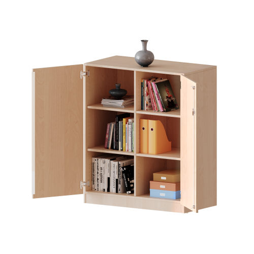 Schrank, 3 Ordnerhöhen - Serie evo180 B/H/T: 100x118x40 cm, 2 Türen, abschließbar, mit Mittelwand, mit Sockel (81 mm)
