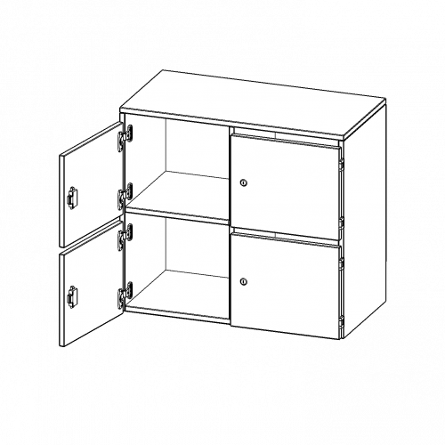 Schließfach - Aufsatzschrank, 2 Ordnerhöhen - Serie evo180 B/H/T: 80x72x40 cm, 4 Schließfächer, mit Briefschlitz