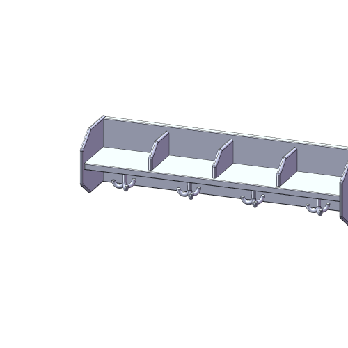 Garderobenablage mit Fachtrennern und Haken B/H/T: 80x20x18 cm, oben 4 offene Fächer mit Fachtrennern, darunter 4 Dreifach-Kleiderhaken