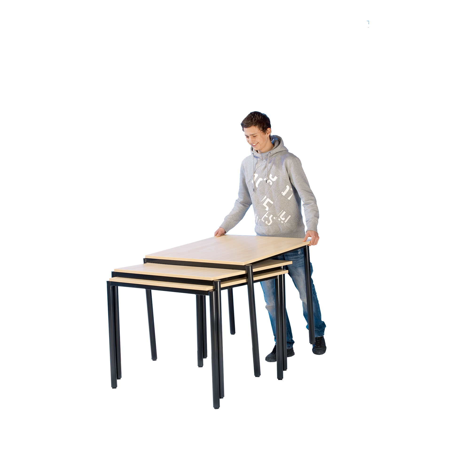 Stack-O-Flex mobiler Stapeltisch, Schultisch, Vollkernplatte "PowerSurf" B/H/T: 65x59x65 cm, Vollkernplatte