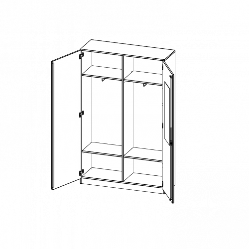 Garderobenschrank mit Spiegel und Garderobenstange, 5 Ordnerhöhen - Serie evo180 B/H/T: 120x190x40 cm, 2 Türen, abschließbar, mit Mittelwand, beide Seiten Garderobe, Sockel