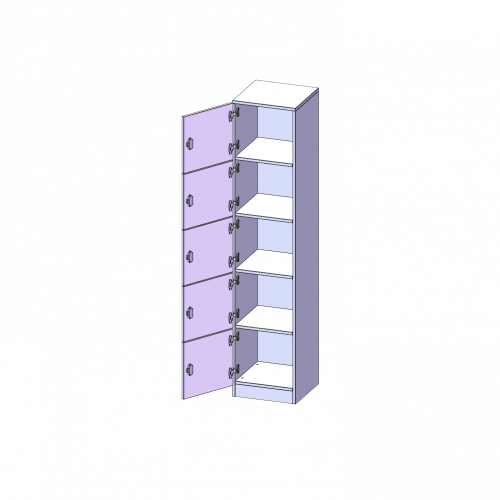 Schließfachschrank, 5 Ordnerhöhen - Serie evo180 B/H/T: 40,5x190x50 cm, 5 Schließfächer, Türen öffnen nach links, mit Sockel (81 mm)