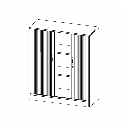 Schrank mit Rollo, 3 Ordnerhöhen - Serie evo180 B/H/T: 100x118x40 cm, Querrollladen, abschließbar, mit Sockel (81 mm)