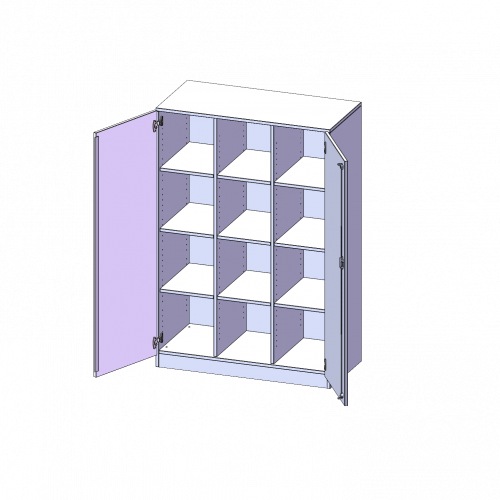 ErgoTray Schrank, dreireihig, 4 Ordnerhöhen - evo180 Serie B/H/T: 104,5x154x50 cm, zweitürig, mit Sockel (81 mm), ohne Boxen
